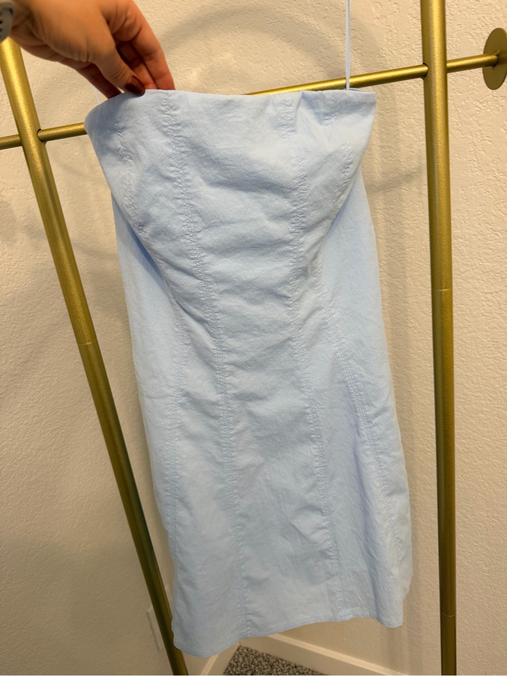 Strapless Light Blue Cotton Blend Dress a never worn, washed once, wrong size